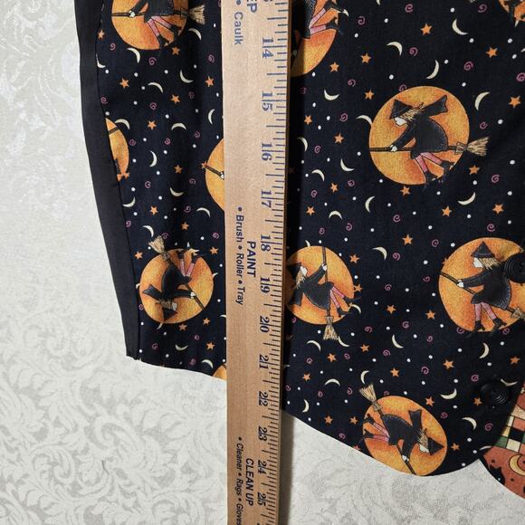 VTG 111 Main Halloween Vest L Black Orange Witch Pumpkins Black Cat Trick Treat - Picture 9 of 10